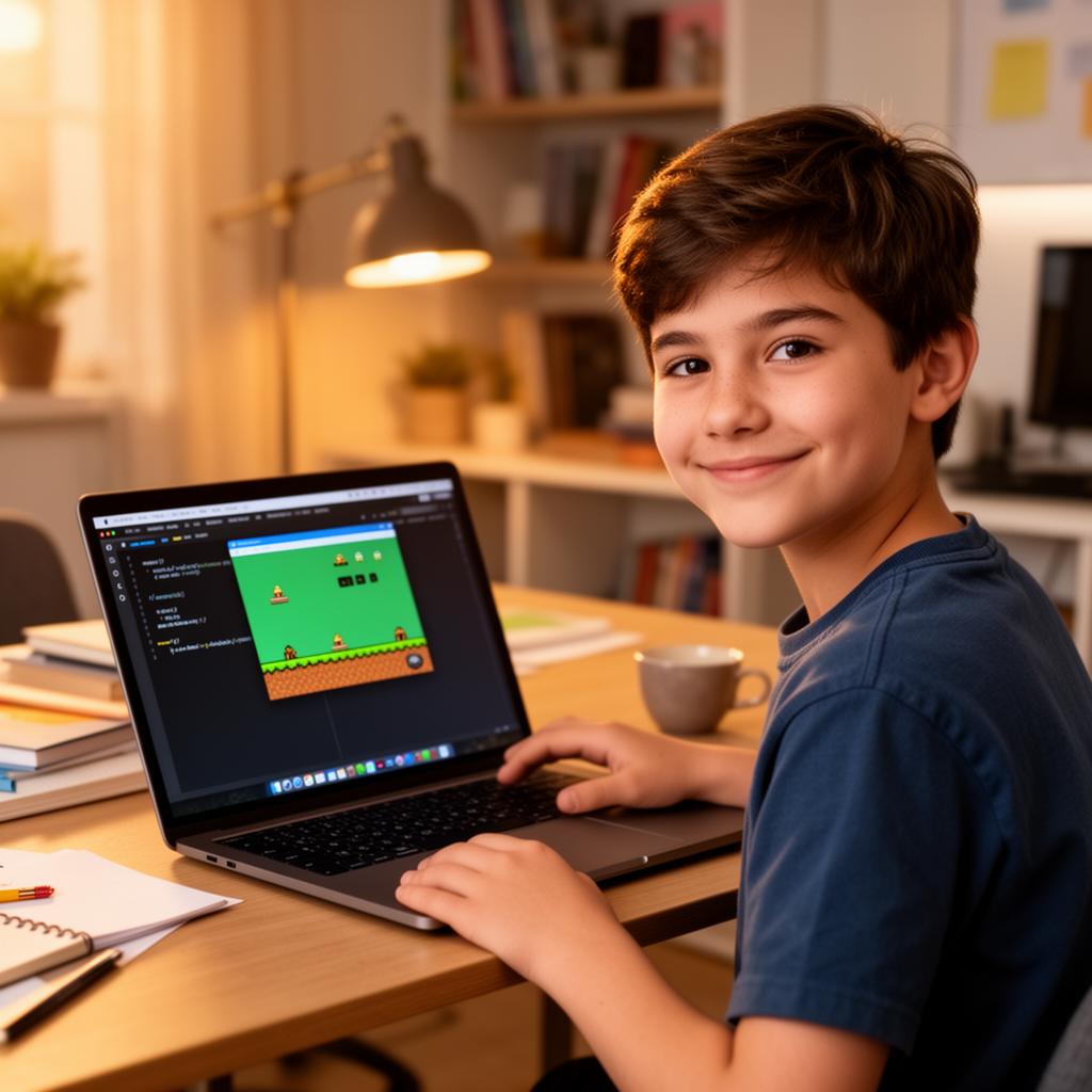 Student showing their coding project